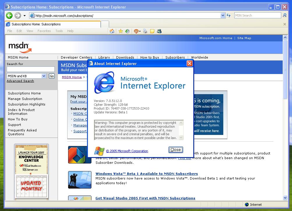 internet explorer update for windows xp